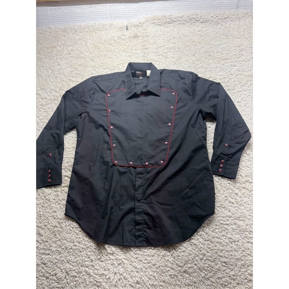 Ely Diamond Black Western Bib Pearlsnap Black Men's XL EUC